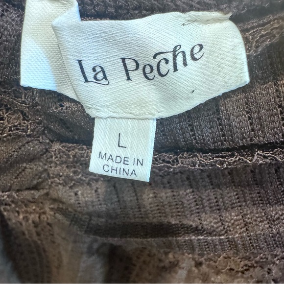 La Peche Cropped Fairy Baby Doll Top Large Brown Lace Long Sleeves whimsigoth - Picture 4 of 6